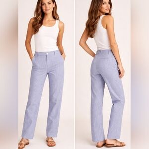 Talbots Women Light Blue/White Stripes Cotton Chino Pants Size 16